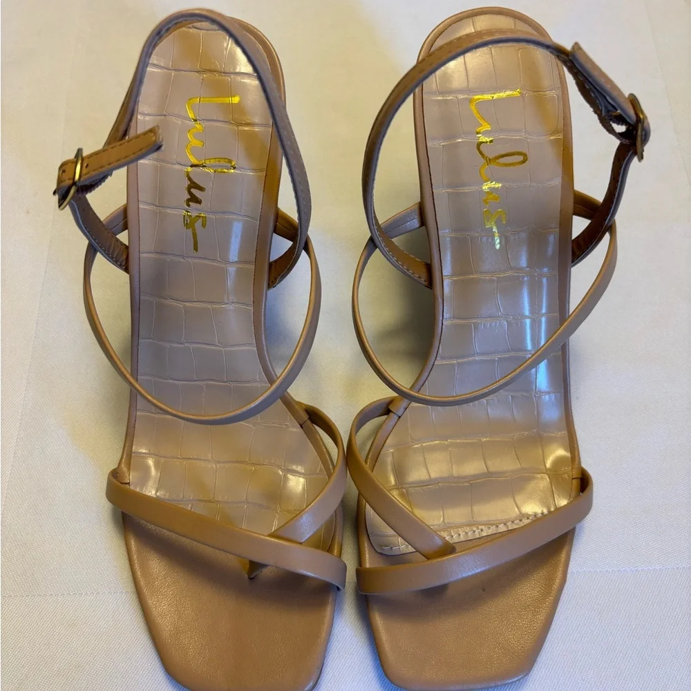 Lulu's Tan Strappy Heels - Picture 4 of 5